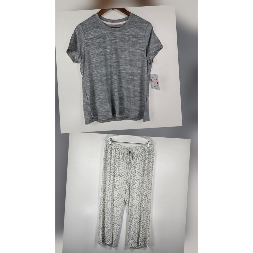 Hanes Women's Size Small 2 Piece Pajama Set Pants Top Gray NWT